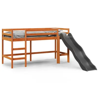 vidaXL Otroški pograd brez vzmetnice voščeno rjav 90x190 cm borovina