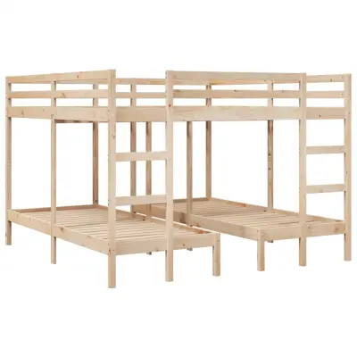 vidaXL Okvir za trojni pograd 200x200/80x200 cm trdna borovina