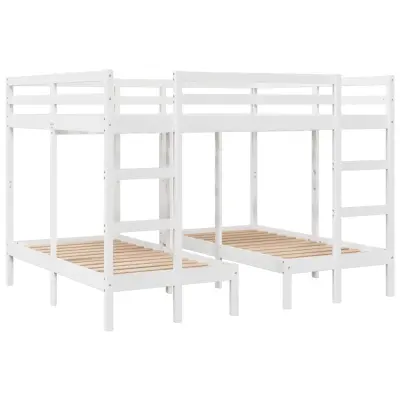 vidaXL Okvir za trojni pograd bel 160x200/80x160 cm trdna borovina