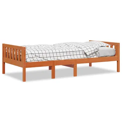vidaXL Otroška postelja brez vzmetnice vošč. rjava 75x190 cm borovina