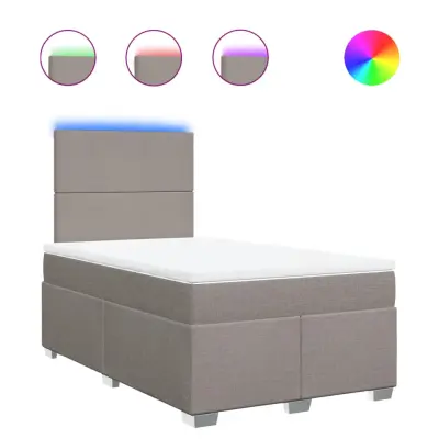 vidaXL Box spring postelja z vzmetnico taupe 120x200 cm blago