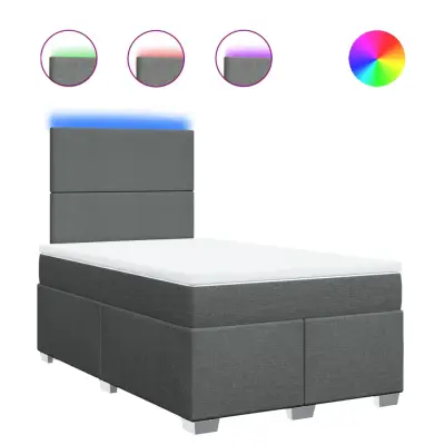 vidaXL Box spring postelja z vzmetnico temno siva 120x200 cm blago