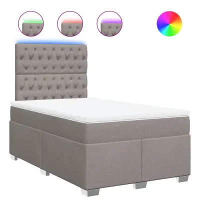 vidaXL Box spring postelja z vzmetnico taupe 120x200 cm blago