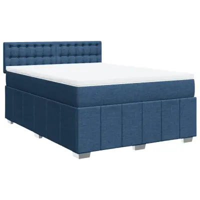 vidaXL Box spring postelja z vzmetnico modra 140x200 cm blago