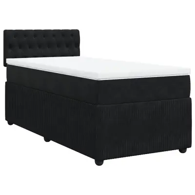 vidaXL Box spring postelja z vzmetnico črna 90x200 cm žamet