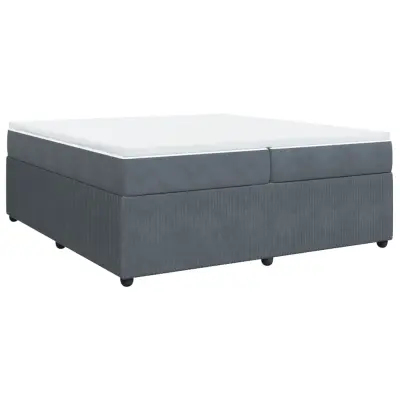 vidaXL Box spring postelja z vzmetnico temno siva 200x200 cm žamet