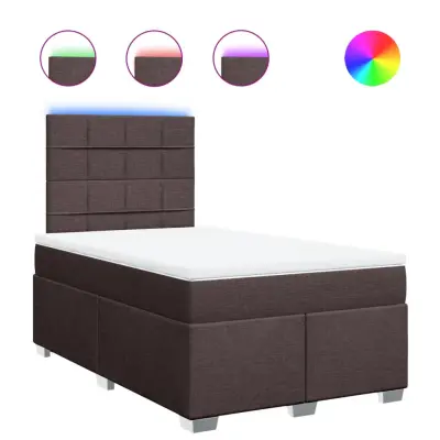 vidaXL Box spring postelja z vzmetnico temno rjava 120x190 cm blago