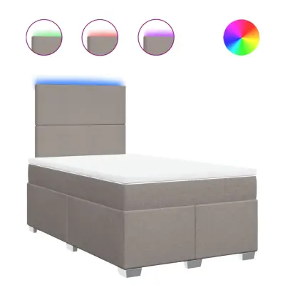 vidaXL Box spring postelja z vzmetnico taupe 120x190 cm blago