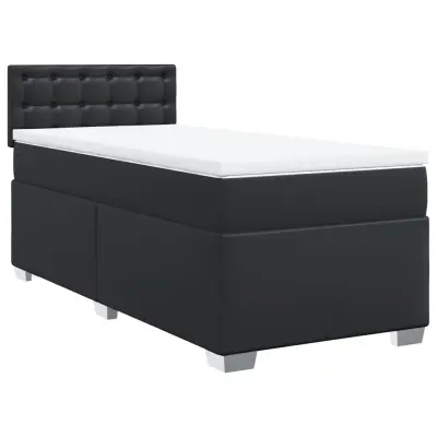 vidaXL Box spring postelja z vzmetnico črna 90x190 cm umetno usnje