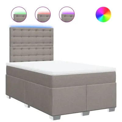 vidaXL Box spring postelja z vzmetnico taupe 120x200 cm blago