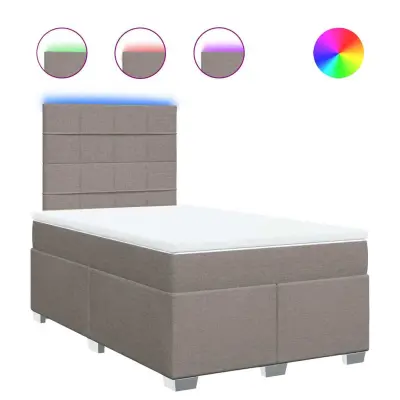 vidaXL Box spring postelja z vzmetnico taupe 120x200 cm blago