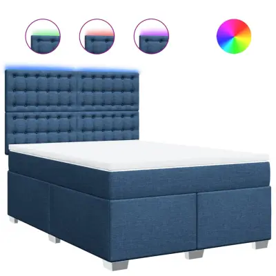vidaXL Box spring postelja z vzmetnico modra 140x190 cm blago