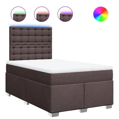vidaXL Box spring postelja z vzmetnico temno rjava 120x190 cm blago