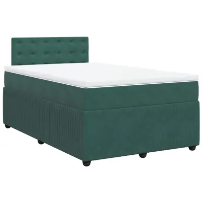 vidaXL Box spring postelja z vzmetnico temno zelen 120x190 cm žamet