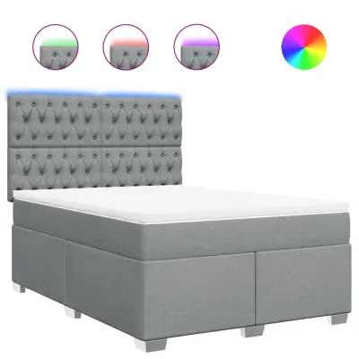 vidaXL Box spring posteljni z vzmetnico svetlo siv 140x190 cm blago