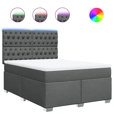 vidaXL Box spring posteljni z vzmetnico temno siv 140x190 cm blago