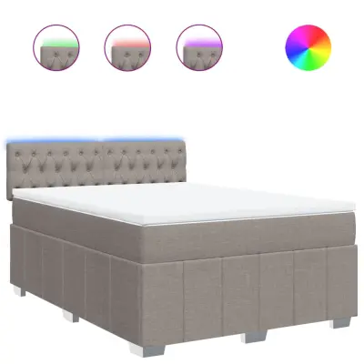 vidaXL Box spring postelja z vzmetnico taupe 160x200 cm blago