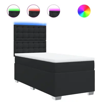 vidaXL Box spring postelja z vzmetnico črna umetno usnje