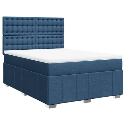 vidaXL Box spring postelja z vzmetnico modra 140x190 cm blago