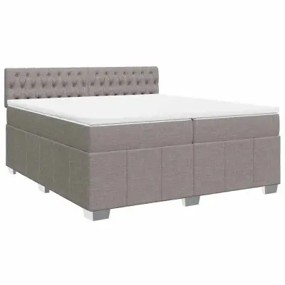 vidaXL Box spring postelja z vzmetnico taupe 200x200 cm blago