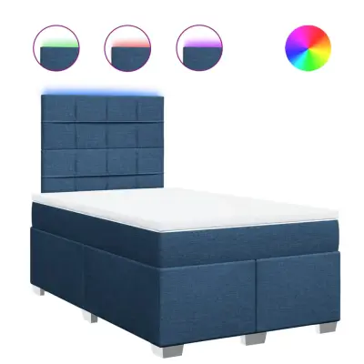 vidaXL Box spring postelja z vzmetnico modra 120x190 cm blago