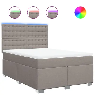 vidaXL Box spring postelja z vzmetnico taupe 140x190 cm blago