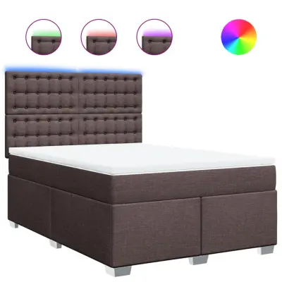 vidaXL Box spring postelja z vzmetnico temno rjav 140x190 cm blago