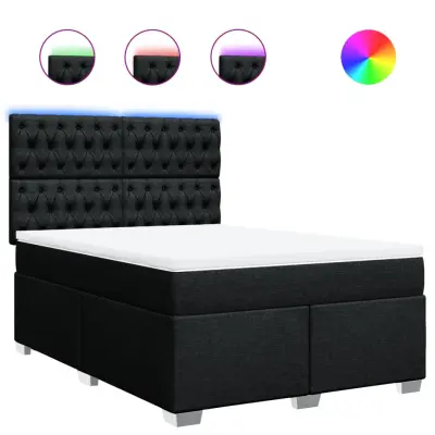 vidaXL Box spring posteljni z vzmetnico črn 140x190 cm blago