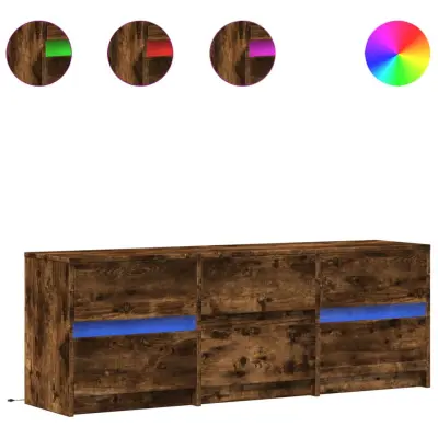 vidaXL TV omarica LED dimljeni hrast 140x34x50 cm inženirski les