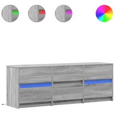 vidaXL TV omarica z LED siva sonoma 140x34x50 cm inženirski les