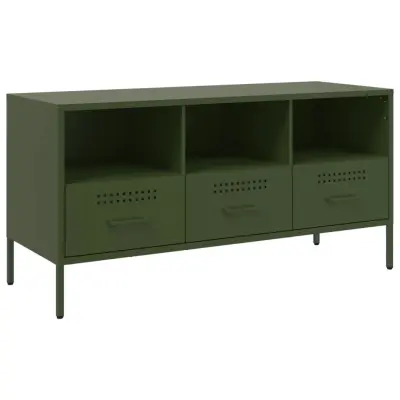 vidaXL TV omarica olivno zelena 100,5x39x50,5 cm jeklo