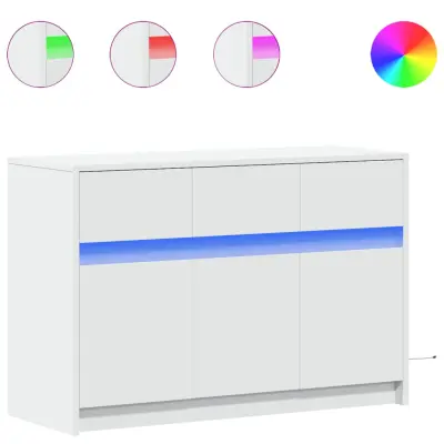 vidaXL TV omarica z LED bela 91x34x61 cm inženirski les