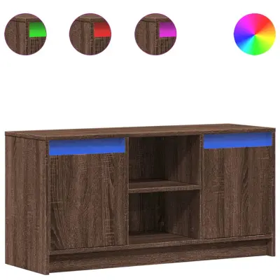 vidaXL TV omarica LED rjavi hrast 100x34x50 cm inženirski les