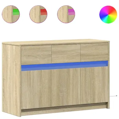 vidaXL TV omarica z LED sonoma hrast 91x34x61 cm inženirski les