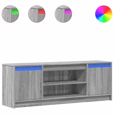 vidaXL TV omarica z LED siva sonoma 139,5x34x50 cm inženirski les