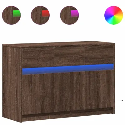 vidaXL TV omarica LED rjavi hrast 91x34x61 cm inženirski les