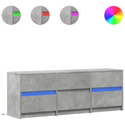vidaXL TV omarica z LED betonsko siva 140x34x50 cm inženirski les