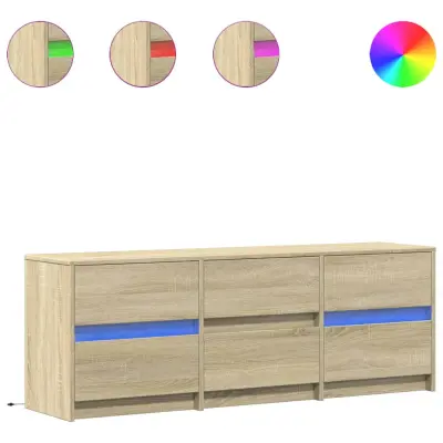 vidaXL TV omarica z LED sonoma hrast 140x34x50 cm inženirski les