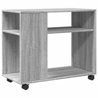 vidaXL Stranska mizica s kolesi siva sonoma 70x35x60 cm inžen. les