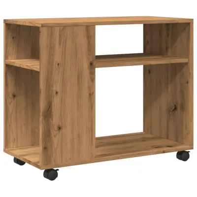 vidaXL Stranska mizica s kolesi artisian hrast 70x35x60 cm inž. les