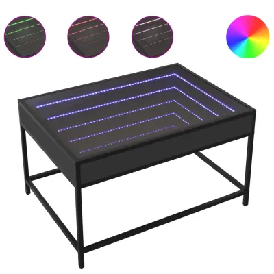 vidaXL Klubska mizica z neskončnimi LED črna 70x50x41 cm