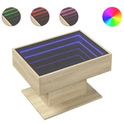 vidaXL Klubska mizica LED sonoma hrast 70x50x45 cm inženirski les