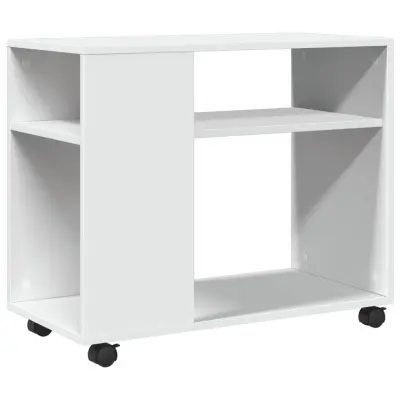 vidaXL Stranska mizica s kolesi bela 70x35x60 cm inženirski les