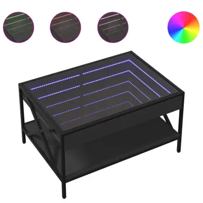 vidaXL Klubska mizica z neskončnimi LED črna 70x50x38 cm