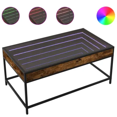 vidaXL Klubska mizica z neskončnimi LED dimljen hrast 90x50x41 cm