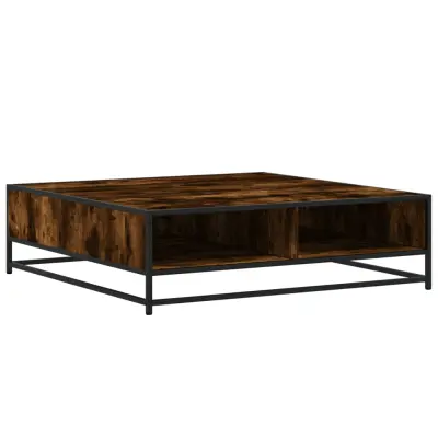 vidaXL Klubska mizica dimljeni hrast 100x100x30 cm inž. les in kovina