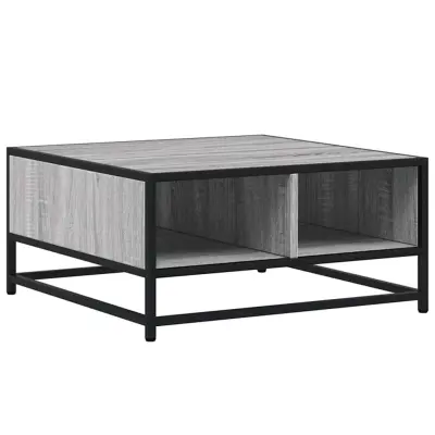 vidaXL Klubska mizica siva sonoma 60,5x60,5x30 cm inž. les in kovina