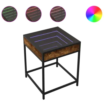 vidaXL Klubska mizica z neskončnimi LED dimljen hrast 40x40x51 cm