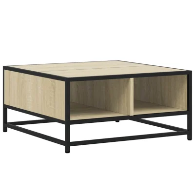 vidaXL Klubska mizica sonoma hrast 60,5x60,5x30 cm inž. les in kovina