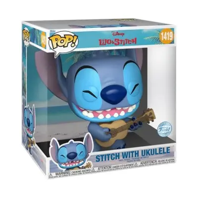 Funko POP Jumbo Disney Lilo & Stitch Stitch with Ukulele Exclusive 10"- 1419